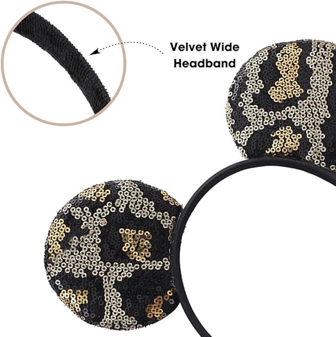 JIAHANG Leopard Mouse Ears Headband, Park Festival Party Decoration Costume