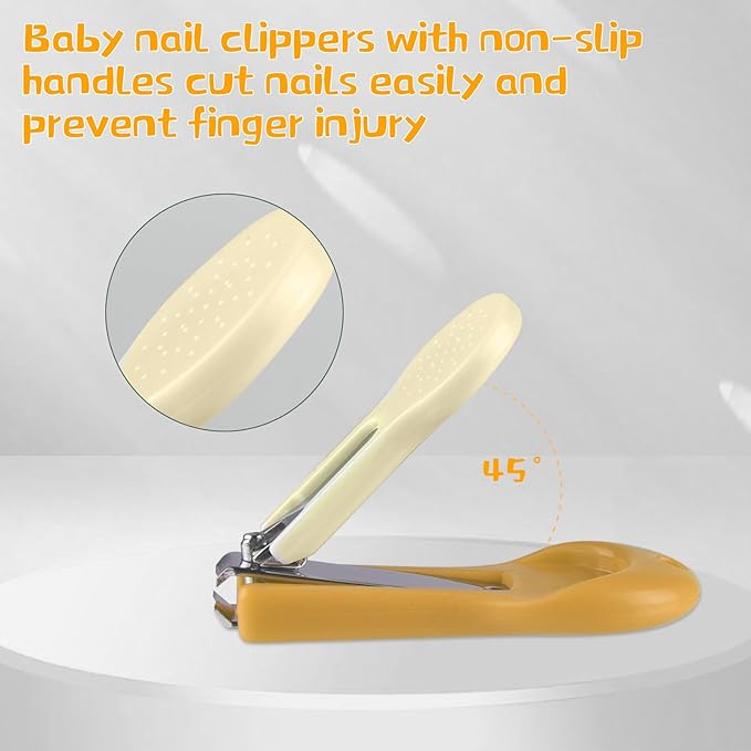 Baby Nail Kit, Baby Manicure Kit and Pedicure Kit with Cute Bear Shape Case, 4-in-1 Kit with Baby Nail Clipper, Scissor, Nail File & Tweezer for Newborn, Infant, Toddler, Mothers Day Gifts(Yellow)
