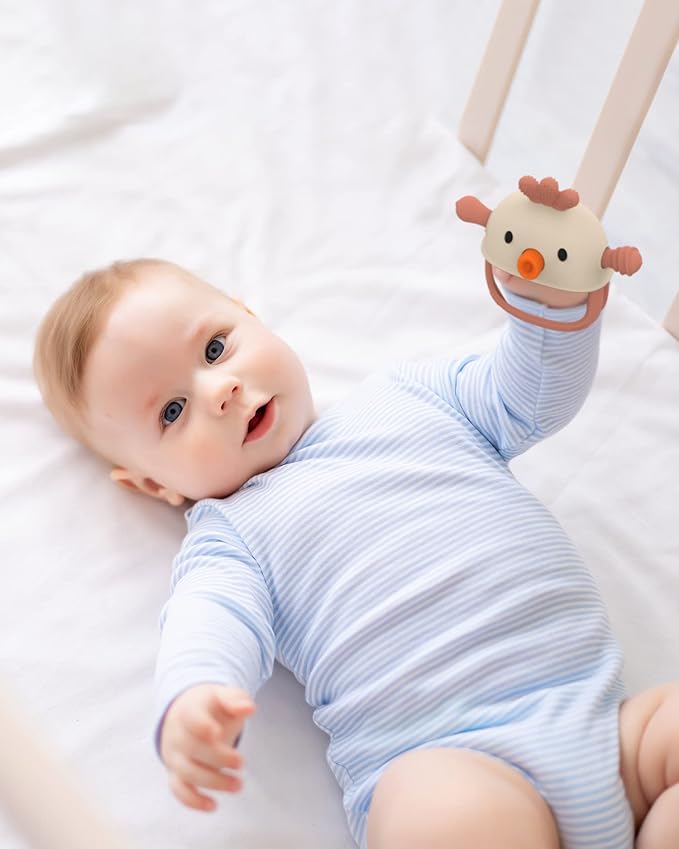 Baby Teething Toy Silicone Teething Mitten for Baby Over 3 Months, Anti-Drop Silicone Baby Teether