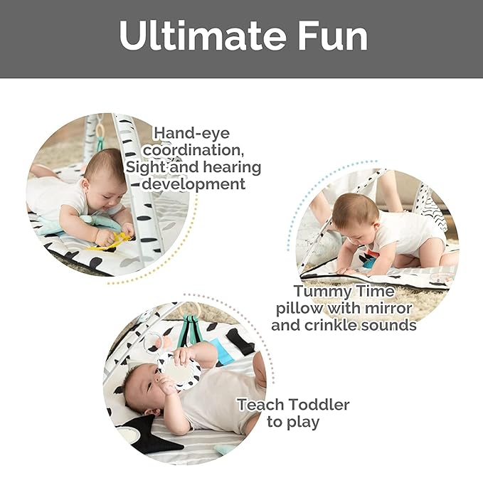 LADIDA Tummy Time Mat, Stage Based Baby Play Gym 12 Toys,