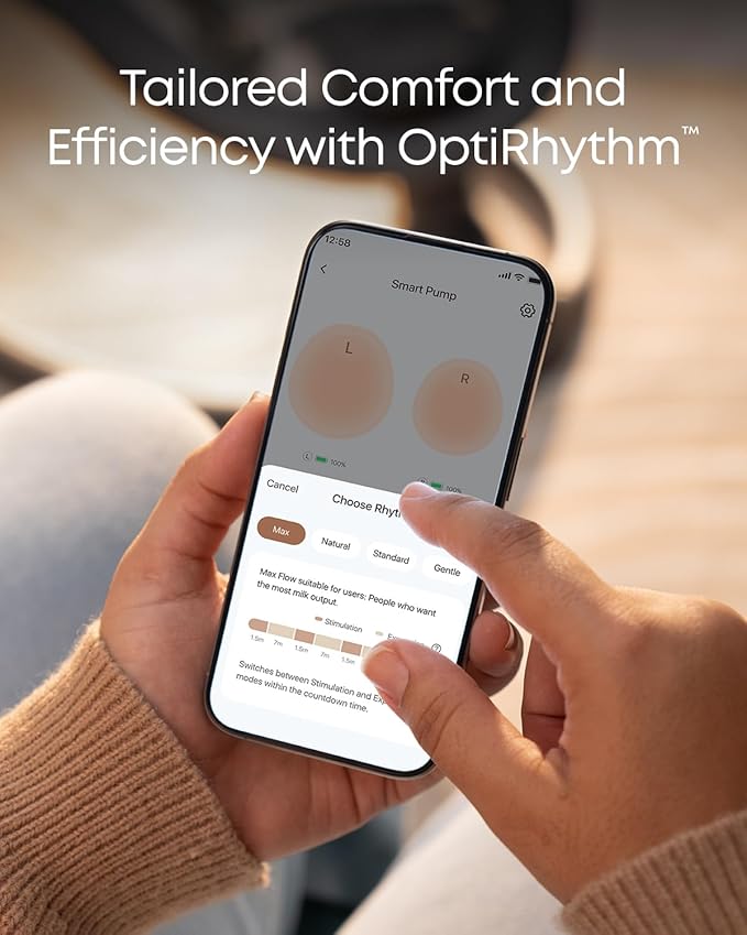eufy Heated Wearable Breast Pump S1 Pro, Slim Hands-Free Breast Pump with Industry-Leading HeatFlow™ Tech, Wireless Charging Case, App-Controlled OptiRhythm™, Hospital-Grade Suction, in-Bra Use
