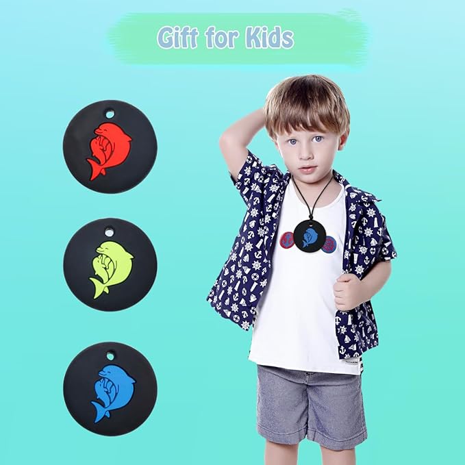 Chew Necklaces for Sensory Kids, Silicone Chewy Necklace 3Pack for Children with Autism