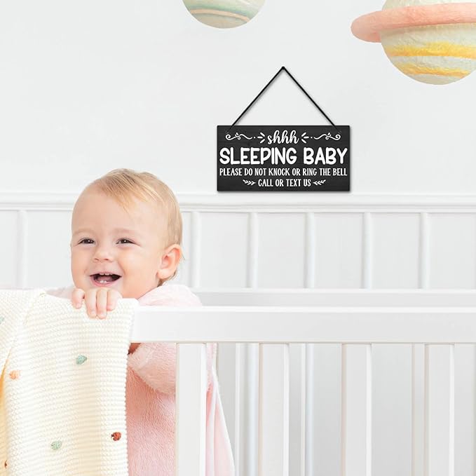 Putuo Decor Baby Sleeping Door Sign for Front Door PVC