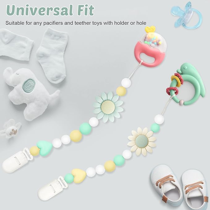 Silicone Pacifier Clip, 3 Pack Pacifier Holder for Boys and Girls