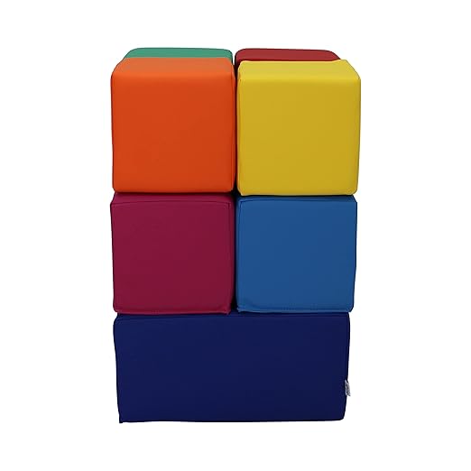 FDP SoftScape Stack-and-Play Building Block Set, Soft Foam Indoor Playset for Toddlers and Kids; Playtime Early Learning at Home (7-Piece) - 14116-110