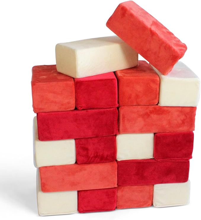 The Original Premium Plush Building Block for Kids - Certified Safe Foam Blocks in Luxuriously Soft Fabric Covers 24 (Brick