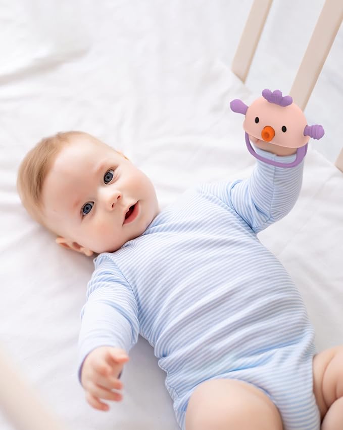 Baby Teething Toy Silicone Teething Mitten for Baby Over 3 Months, Anti-Drop Silicone Baby Teether