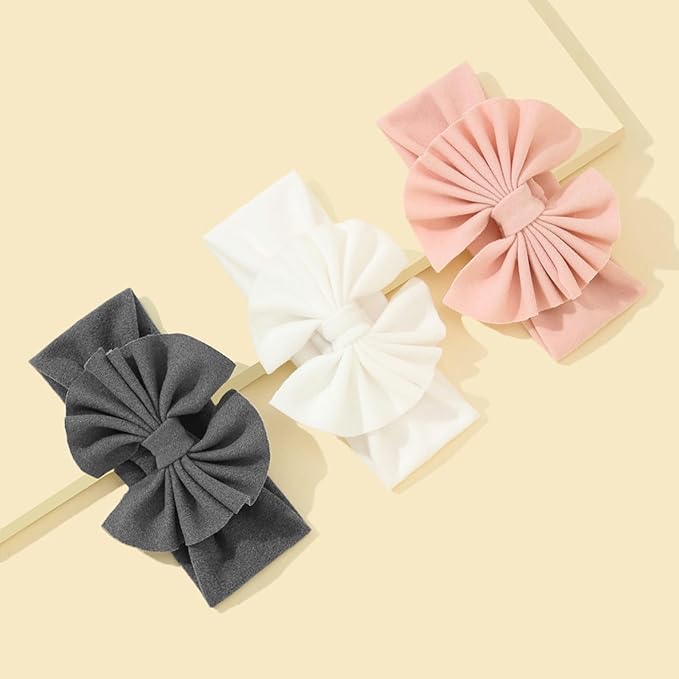 3pcs Baby Girl Nylon Headbands, Soft Elastic Hairbands