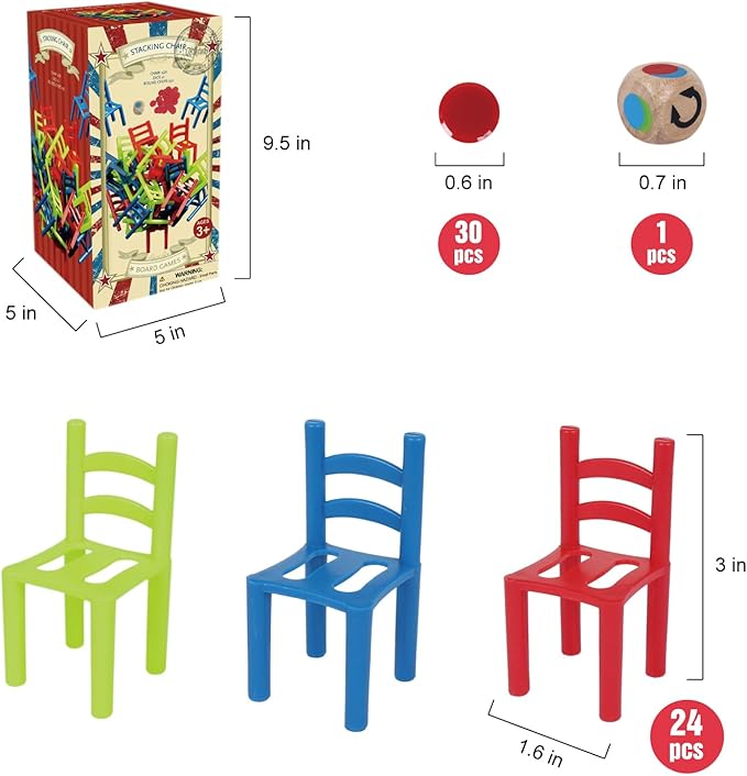 24 Piece Colorful Stacking Chair Set, Stacking Montessori Toys for Early Childhood Education