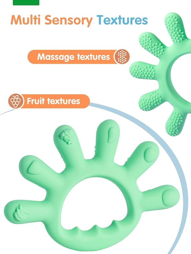 Baby Silicone Teething Toys, Food Grade Teethers for Babies 0-6 Months|6-12 Months 3 4 5 Month