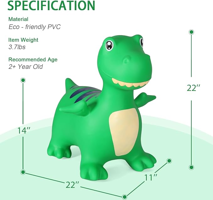 INPANY Kids Bouncy Dinosaur Hopper Toys for 2 Year Old Boy Gifts, Toddler Inflatable Animal Hopping Horse 3 4