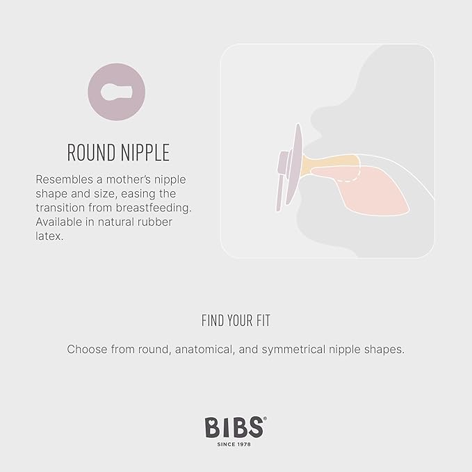 BIBS Pacifiers - Colour 4 Pack | Round Nipple Baby Pacifier 6-18 Months