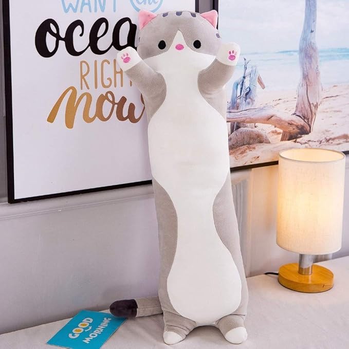 shangman Lovely Plush Cat Doll Cute Cartoon Soft Stuffed Kitten (Grey,130cm/51.1in)