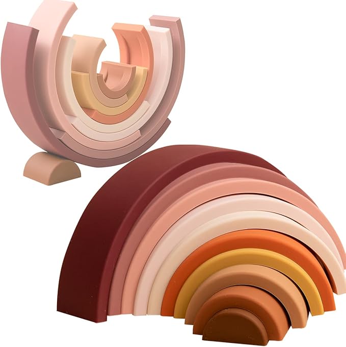 Rainbow Stacking Toy 10 Layer Arch Shape Silicone Nesting Puzzle 3 Year