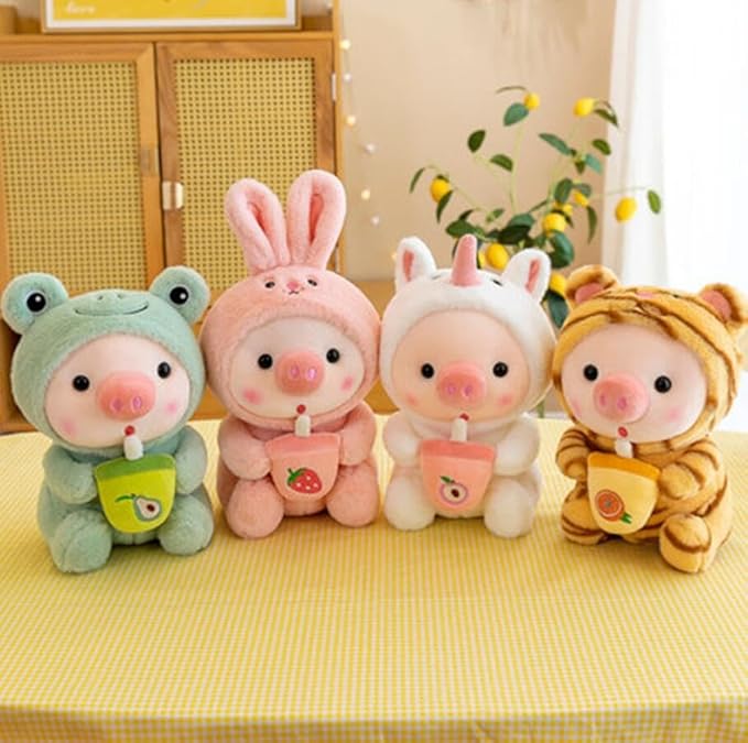 10 Inch Pig Plush Toy Dressed Up As Frog Rabbit
