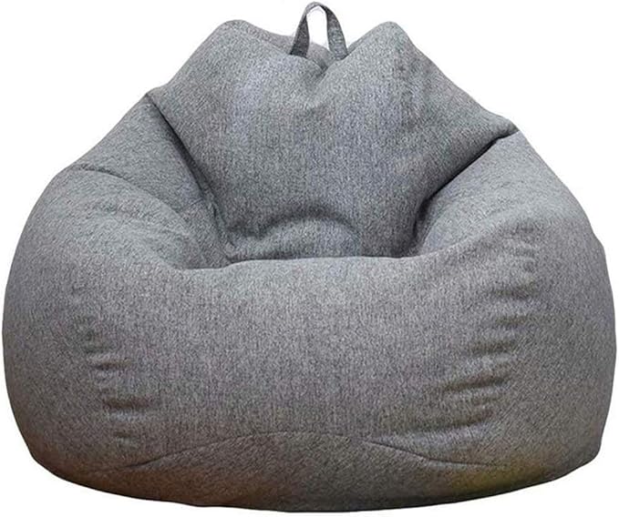 WAQIA Stuffed Animal Storage Bean Bag Chair Cover (No Filler) - Stuffable Zipper Beanbag Cover-Cotton Linen Memory Foam Beanbag Replacement Cover for Adults and Kids Without Filling
