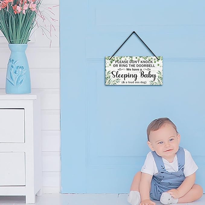 Putuo Decor Baby Sleeping Door Sign For Front Door PVC