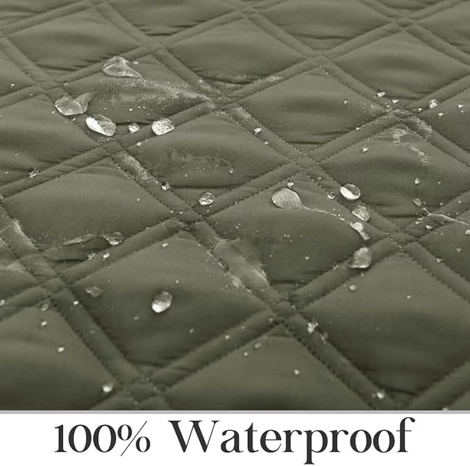 TOMORO Non-Slip Quilted Recliner Cover, 100% Waterproof Recliner Chair Slipcover Furniture Protector with Pockets, Washable Couch Cover with Elastic Straps for Kids and Pets,23 Inch