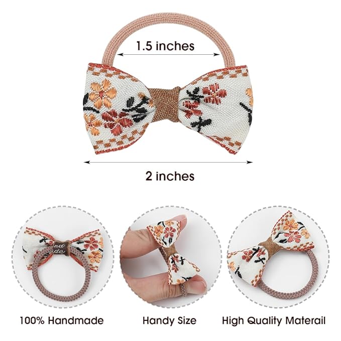 10 Pairs Baby Girl Bow Elastic Hair Ties Set, Tiny Hair Rings with Pom Pom