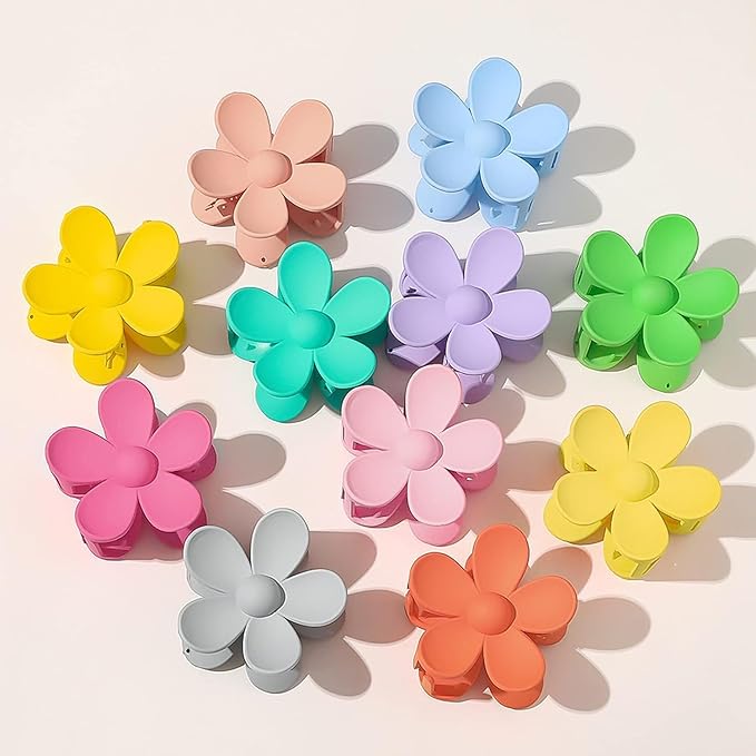 Light Yellow Hair Claw Clips Flower Shaped Plastic Jaw Clips