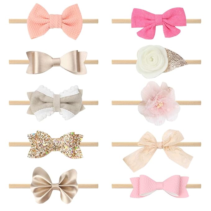 Baby Girls Nylon Elastic Headband Soft Flower Hair Band For 10