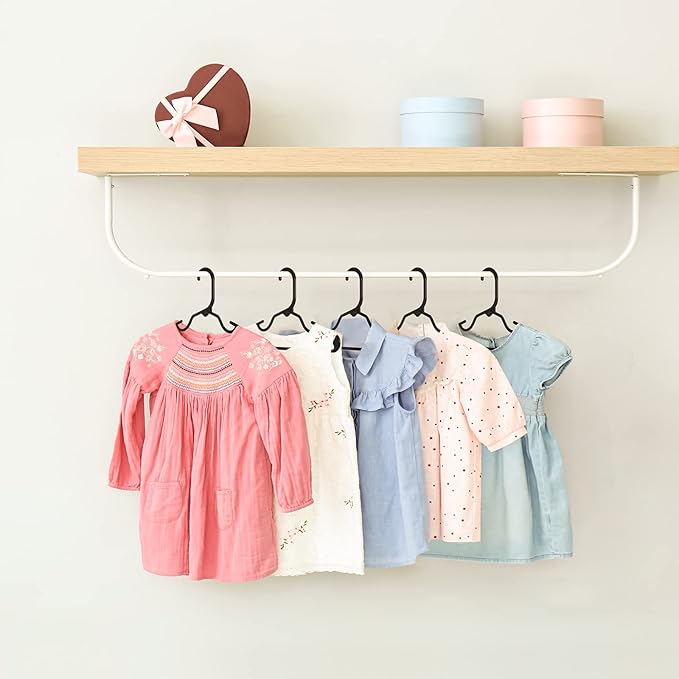 HOUSE DAY Plastic Baby Hangers for Closet 60 Pack, Durable Plastic Kids Hangers for Baby Clothes, Thin & Compact Childrens Hangers, Space Saving Black Baby Hangers, Small Hangers for Kids Clothes