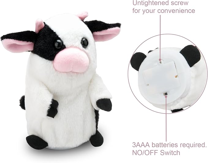 HOMILY Talking Milk Cow, Repeats What You Say Plush Animal Toy Electronic Hamster Mouse for Boys