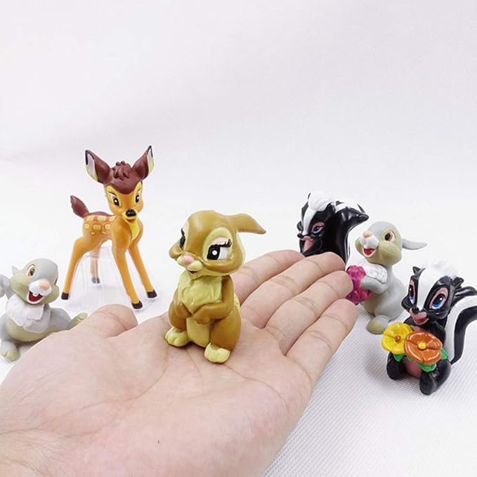 GHTERT 7 Pcs Lovely Fawn Deer Animal Figurines Toys Mini Figure Collection Playset, Cake Topper Toy Doll Set