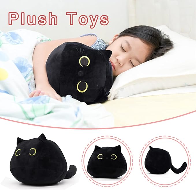 iBccly Black Cat Plush Toy: Soft, Stuffed Animal Pillow