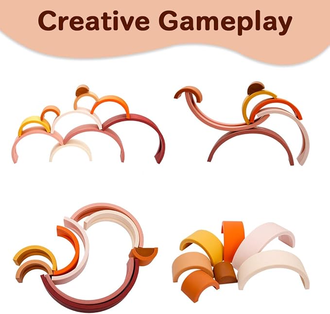 Rainbow Stacking Toy 10 Layer Arch Shape Silicone Nesting Puzzle 3 Year