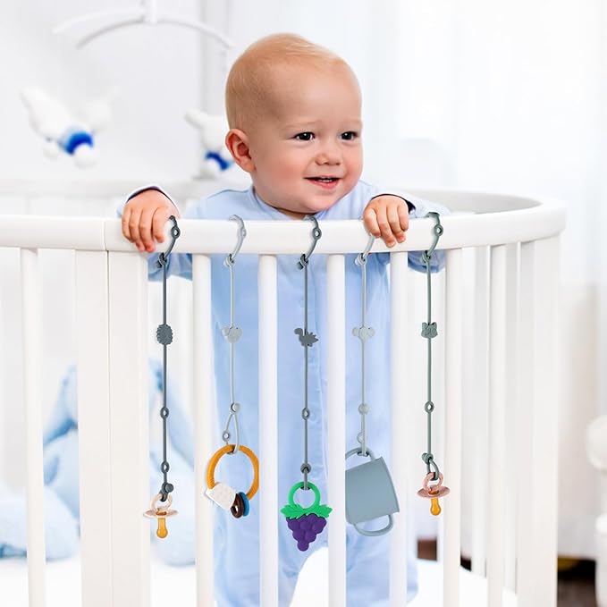 6-Pack Baby Toy Straps, Silicone High Chair & Stroller Straps