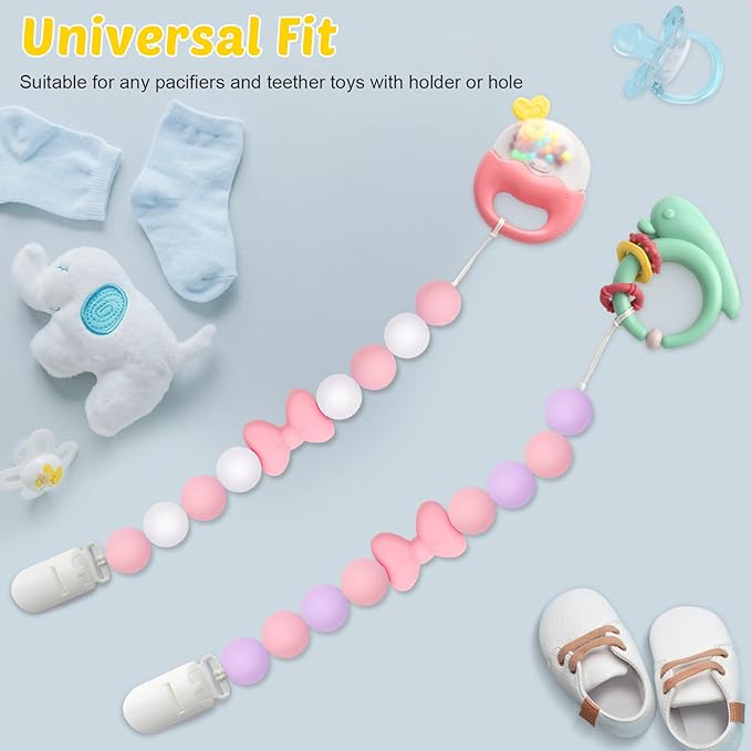 Silicone Pacifier Clip, 2 Pack Pacifier Holder for Boys and Girls