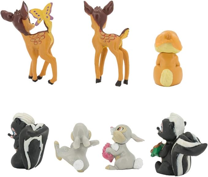 GHTERT 7 Pcs Lovely Fawn Deer Animal Figurines Toys Mini Figure Collection Playset, Cake Topper Toy Doll Set