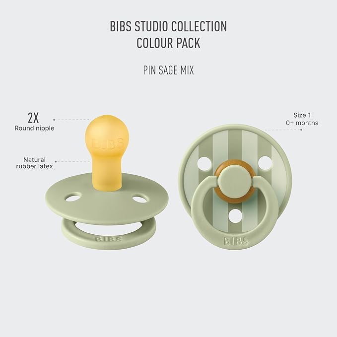BIBS Pacifiers - Colour Studio 2 Pack | Round Nipple Baby Pacifier 0+ Months