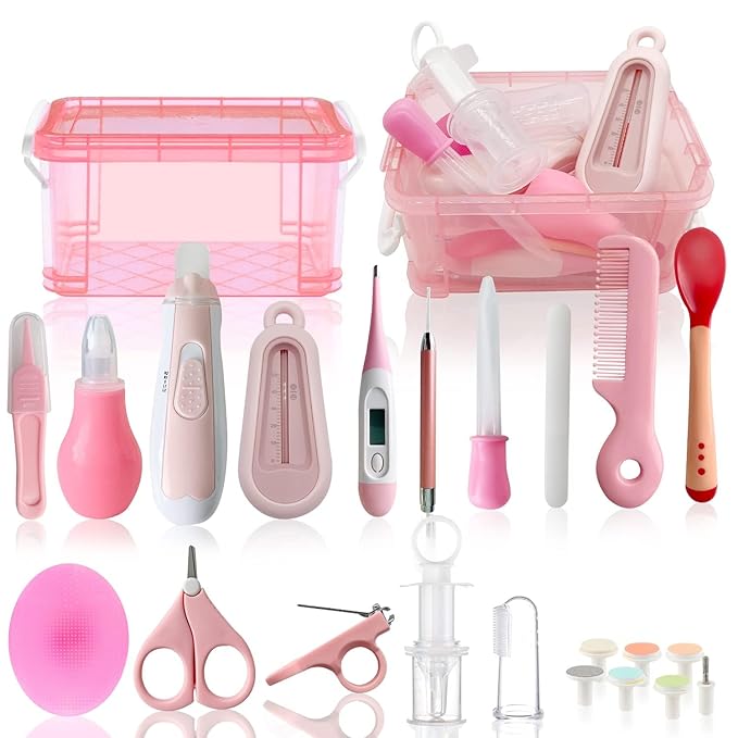Baby Grooming Kit, 25 in 1 Baby Healthcare and Grooming Kit, Baby Electric Nail Trimmer Set Newborn Nursery Health Care Set for Newborn Infant Toddlers Boys Girls Shower Gifts (0-4 Years+)