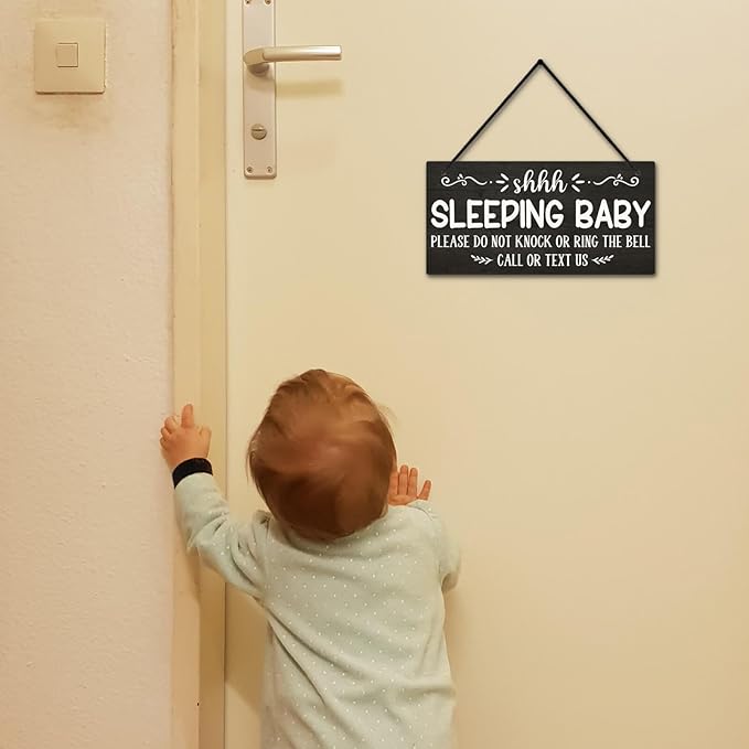 Putuo Decor Baby Sleeping Door Sign for Front Door PVC