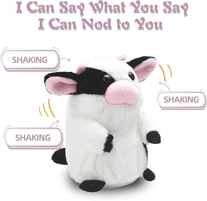 HOMILY Talking Milk Cow, Repeats What You Say Plush Animal Toy Electronic Hamster Mouse for Boys