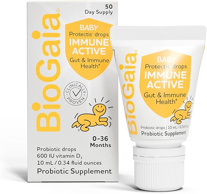 BioGaia Immune Active Baby Probiotic Drops + Vitamin D | for Digestive & Immune Health 0-36 Months 50 Day