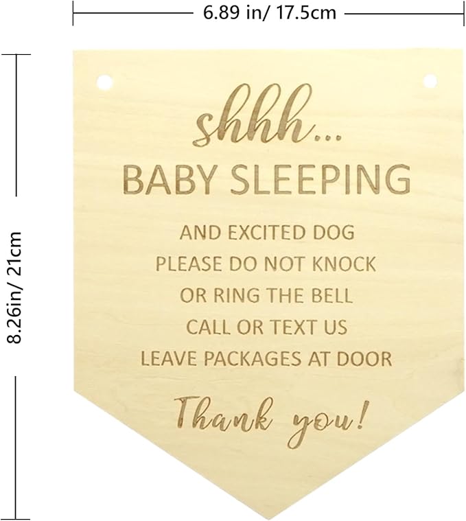 Baby Sleeping Sign for Front Door, Do Not Knock or Ring the Bell Sign