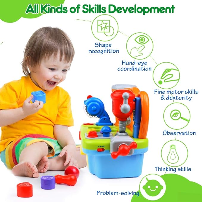 Toys for 1 Year Old Boy, Musical Learning Workbench for Toddler Toys Age 1-2 12-18 Months 1 Year