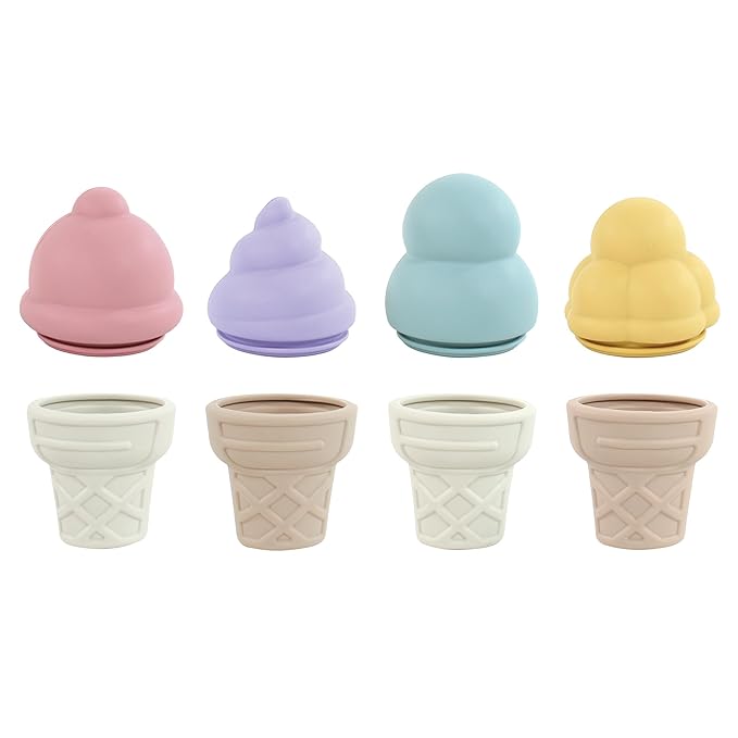 Hudson Baby 4pc Silicone Ice Cream Toy Set, Multicolor