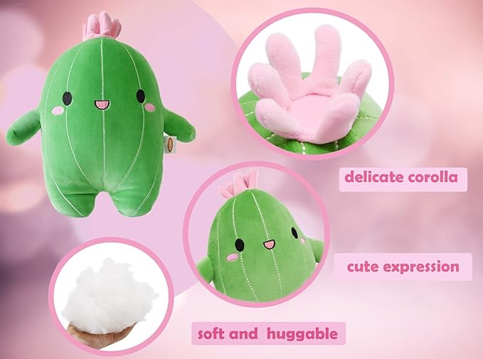 BABOLI Cuddly Cactus Stuffed Plant Animal with Smile Face and 10 Inches