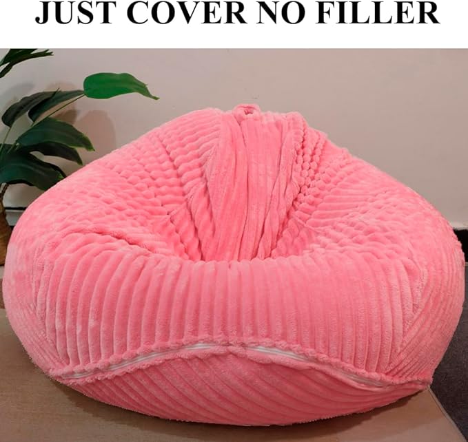 Soft Bean Bag Chair Cover No Filler Sofa Cover Storage Bean Bag Cover Organizing Children Plush Toys (Pink, X-Large)