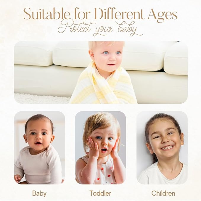 Muslin Baby Bath Towel Set, 2 Large Gauze Super Soft Baby Bath Towel and 3 Washcloths, 6 Layers Muslin Cotton Infant Blanket Suitable for Baby's Delicate Skin (Amsicotion)