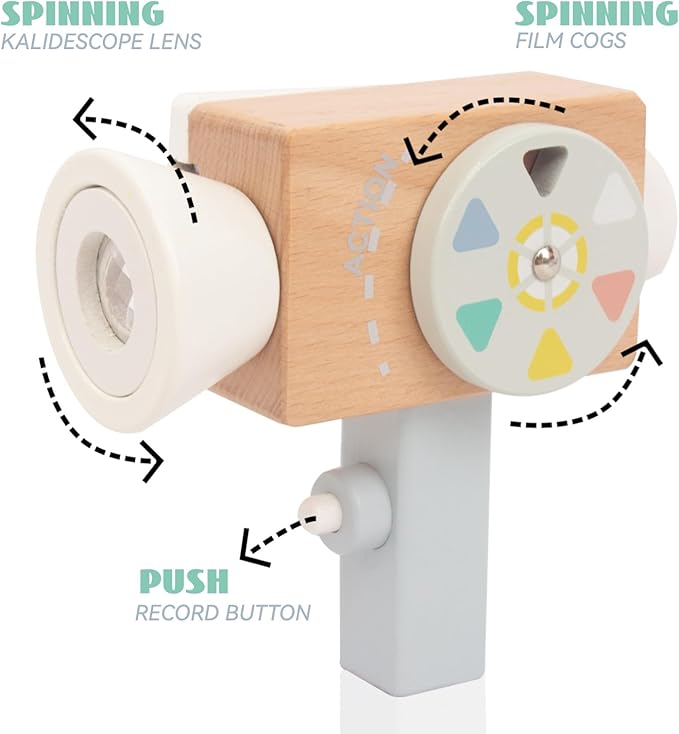 Wooden Mini Pretend Video Camera Toy for Toddlers 1 2 3 Years