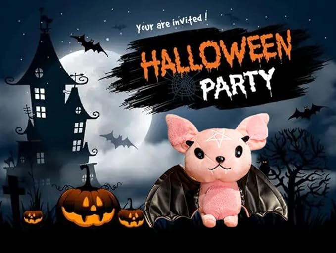 NatureMan Bat Plush Stuffed Animal Toys,Halloween Black Bat Decor Soft Hugging Plush Doll Toy Gifts (Pink,11.8inch)