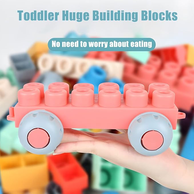 Soft Building Block Sets for Kids Aged 18 Months to 6 Years Old. STEM Building Blocks for Baby, Preschool. Large Construction Block Toys for Toddler Safe Playing 80 Pieces