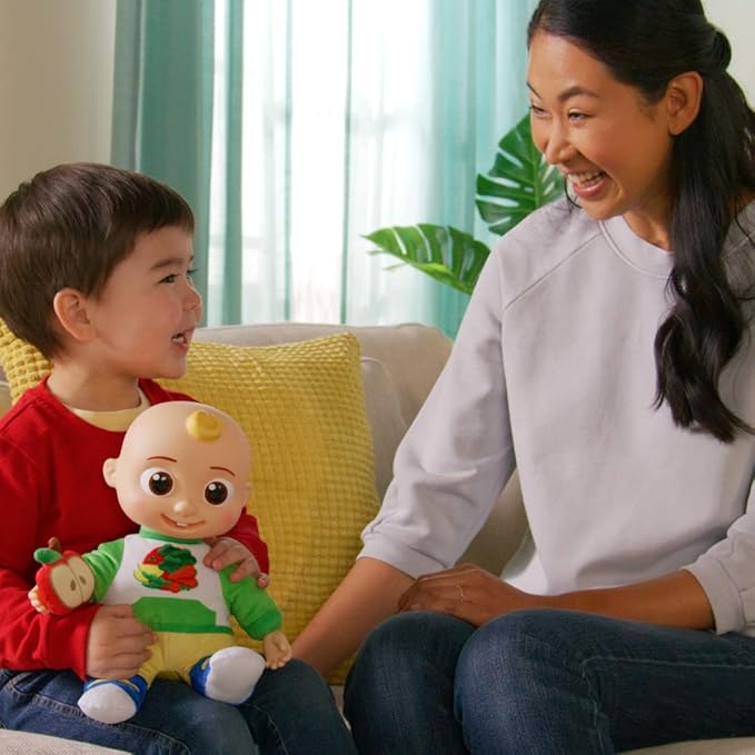CoComelon Snack Time Features JJ Doll with Red Apple Plush - Plays Sounds, Phrases