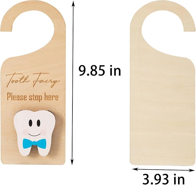 Wooden Tooth Fairy Door Hanger with Cute Money Holder Gift