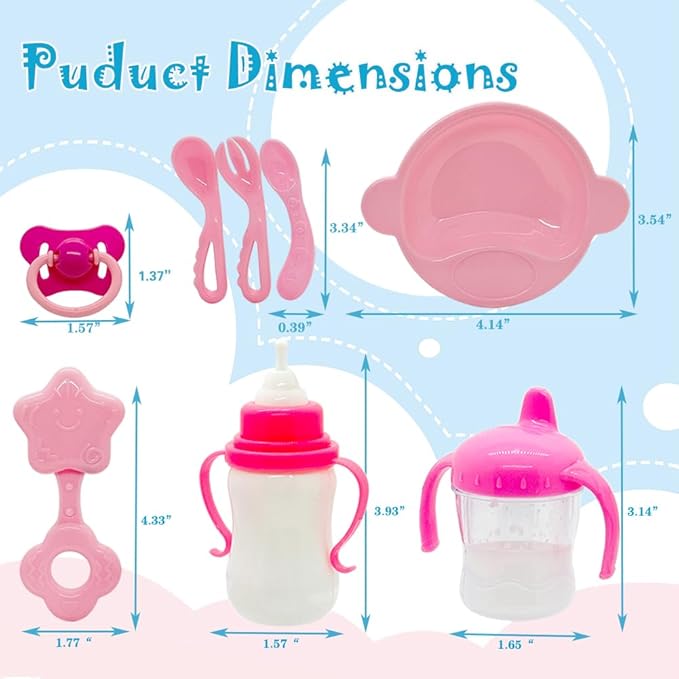 Sound Baby Doll Accessories Toys Baby Doll Magic Bottles 3 4 5 6 10-14" Doll))